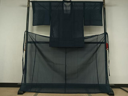平和屋着物▽道行コート　二部式　スリーシーズン　春夏秋　塵除け　縞　洗える着物　AABK9863jh