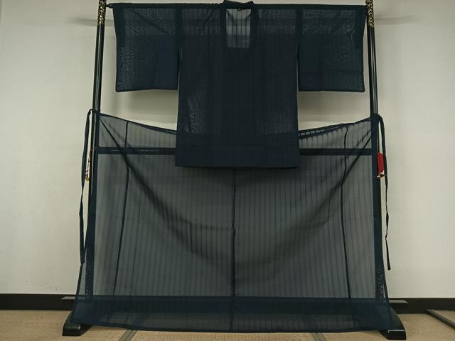 平和屋着物▽道行コート　二部式　スリーシーズン　春夏秋　塵除け　縞　洗える着物　AABK9863jh