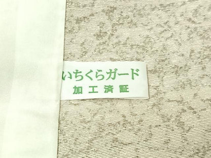 平和屋着物▽上質な小紋　単衣　流水風景花文　ロング丈　正絹　逸品　AABK9868jh