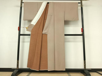 平和屋着物▽上質な小紋　単衣　霞文　暈し染め　正絹　逸品　AABK9869jh
