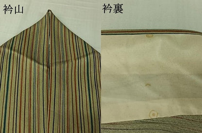 平和屋着物▽上質な小紋　単衣　縞　正絹　逸品　AABK9872jh