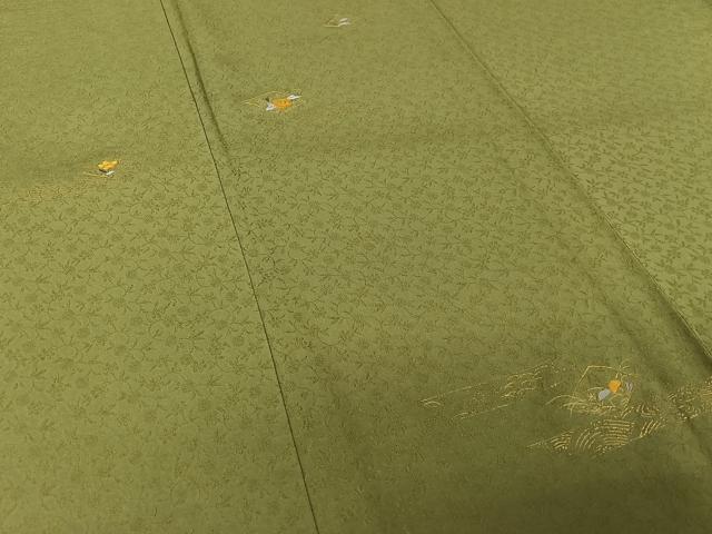 平和屋着物▽訪問着　単衣　刺繍　流水花文　金糸　金彩　正絹　逸品　AABK9873jh