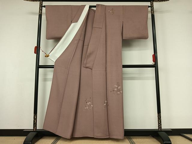 平和屋着物▽訪問着　単衣　草花文　正絹　逸品　AABK9874jh