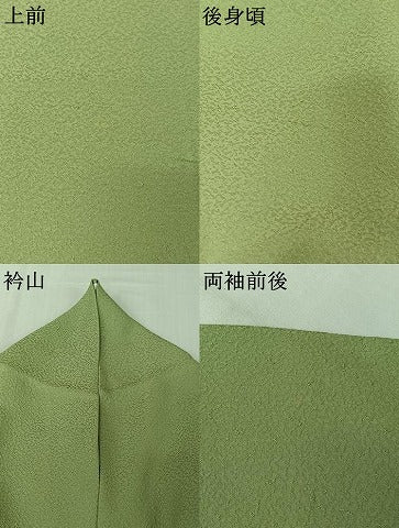 平和屋着物▽豪華色留袖　単衣　中国三大刺繍　汕頭刺繍　スワトウ刺繍　総刺繍　地紙松竹梅　薄萌葱色　正絹　逸品　AABK9875jh