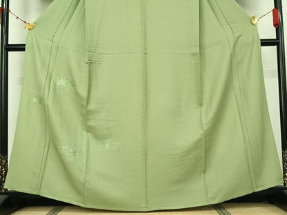 平和屋着物▽豪華色留袖　単衣　中国三大刺繍　汕頭刺繍　スワトウ刺繍　総刺繍　地紙松竹梅　薄萌葱色　正絹　逸品　AABK9875jh