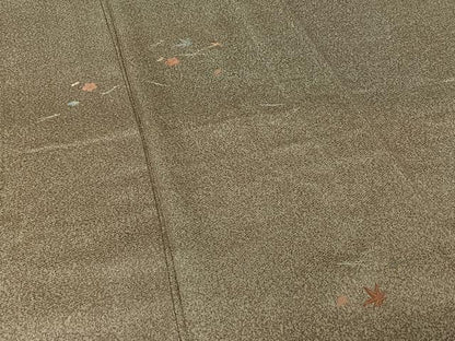 平和屋着物▽訪問着　単衣　総刺繍　吹き寄せ文　金糸　正絹　逸品　AABK9876jh