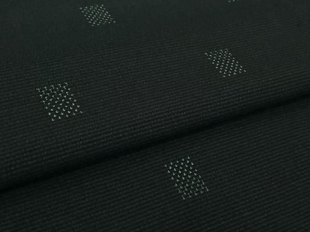 平和屋着物▽本塩沢　単衣　幾何学文様　証紙付き　正絹　逸品　AABK9878jh