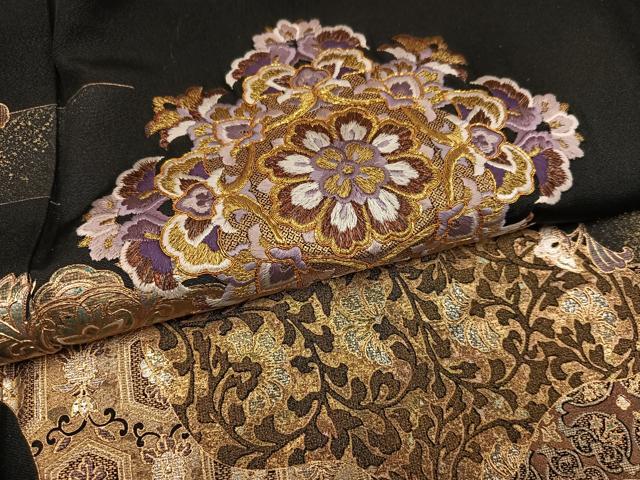 平和屋着物●豪華黒留袖　作家物　泰常　駒刺繍　花唐草文　暈し染め　金彩　やまと誂製　正絹　逸品　AABK9881ph
