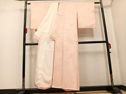 平和屋着物●上質な色無地　立波地紋　正絹　逸品　AABK9882ph
