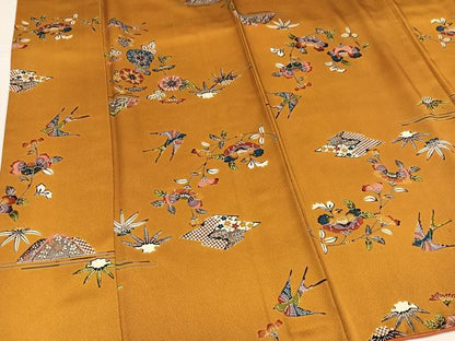 平和屋着物●上質な小紋　型染め　花鳥文　正絹　逸品　AABK9883ph