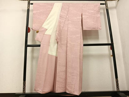 平和屋着物●上質な色無地　吉祥地紋　宍色　正絹　逸品　未使用　AABK9885ph