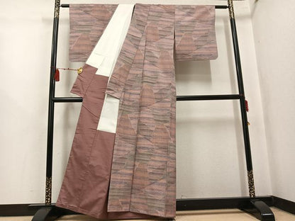 平和屋着物●上質な紬　切嵌文　正絹　逸品　AABK9887ph