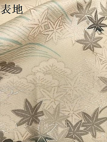 平和屋着物●訪問着　駒刺繍　松竹梅　立波風景草花文　銀彩　正絹　逸品　AABK9897ph