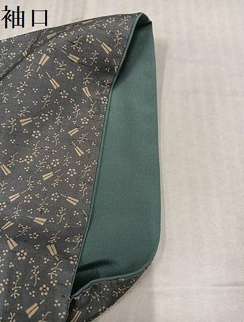 平和屋着物●上質な小紋　紬地　舞扇花文　正絹　逸品　AABK9901ph