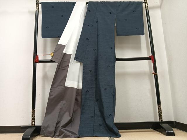 平和屋着物●塩沢紬　舞花文　正絹　逸品　AABK9902ph