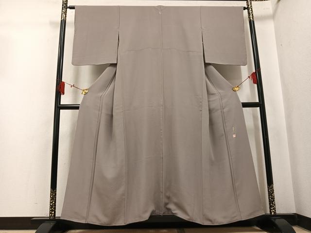 平和屋着物●上質な色無地　作家物　茶鼠色　正絹　逸品　AABK9903ph
