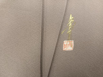平和屋着物●上質な色無地　作家物　茶鼠色　正絹　逸品　AABK9903ph