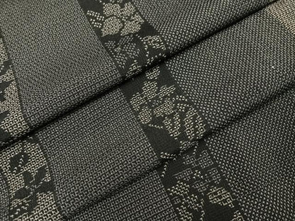 平和屋着物●本塩沢　110亀甲　花間道　正絹　逸品　AABK9904ph
