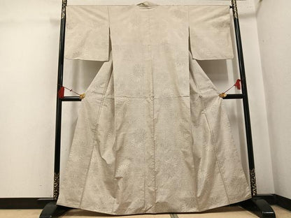 平和屋着物●本場大島紬　白大島　9マルキ　花尽くし　大丸扱い　正絹　逸品　AABK9906ph