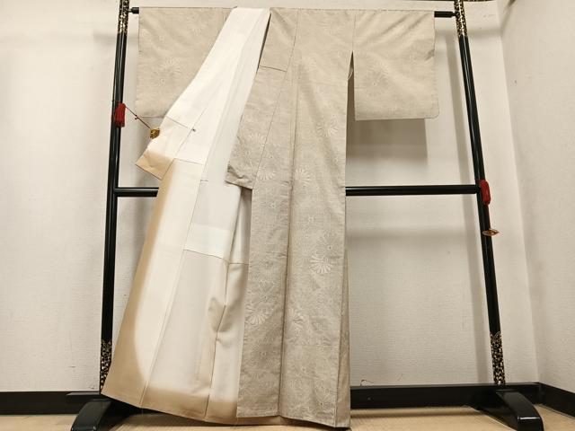 平和屋着物●本場大島紬　白大島　9マルキ　花尽くし　大丸扱い　正絹　逸品　AABK9906ph