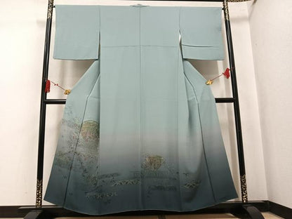 平和屋着物●訪問着　総刺繍　中国三大刺繍　汕頭刺繍　スワトウ刺繍　御所車檜扇花鼓文　暈し染め　金糸　正絹　逸品　AABK9910ph