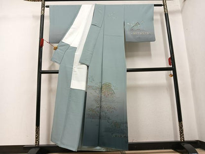 平和屋着物●訪問着　総刺繍　中国三大刺繍　汕頭刺繍　スワトウ刺繍　御所車檜扇花鼓文　暈し染め　金糸　正絹　逸品　AABK9910ph