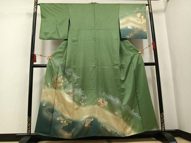平和屋着物●訪問着　中国三大刺繍　スワトウ刺繍　汕頭刺繍　辻が花　暈し染め　金彩　正絹　逸品　AABK9912ph