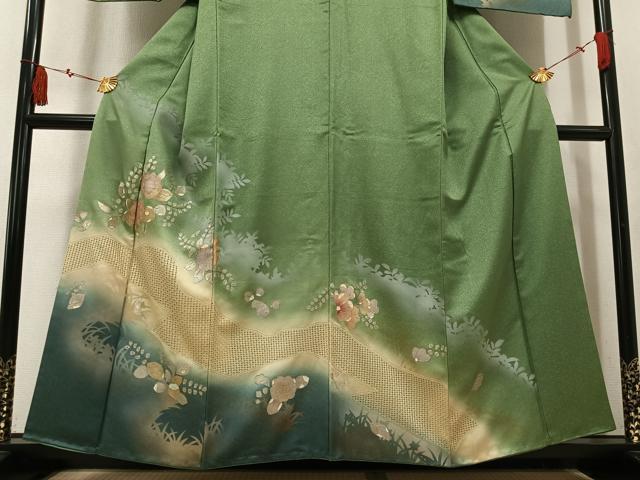 平和屋着物●訪問着　中国三大刺繍　スワトウ刺繍　汕頭刺繍　辻が花　暈し染め　金彩　正絹　逸品　AABK9912ph
