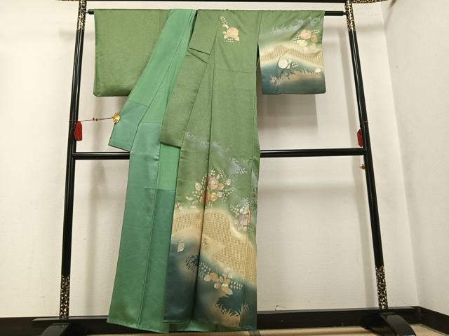 平和屋着物●訪問着　中国三大刺繍　スワトウ刺繍　汕頭刺繍　辻が花　暈し染め　金彩　正絹　逸品　AABK9912ph