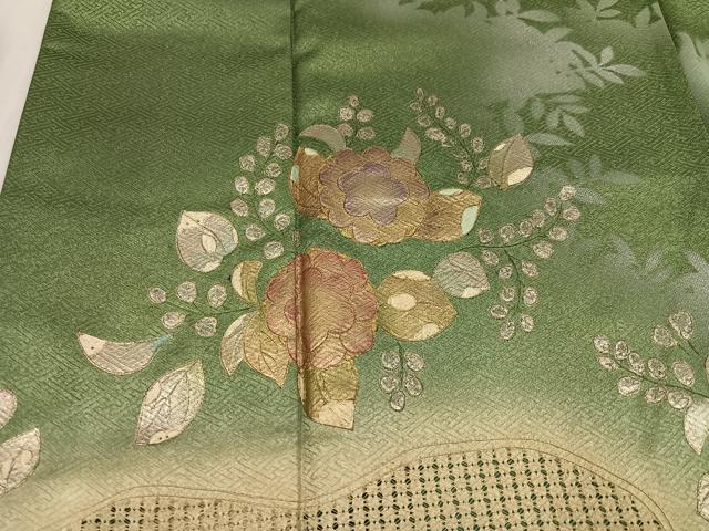平和屋着物●訪問着　中国三大刺繍　スワトウ刺繍　汕頭刺繍　辻が花　暈し染め　金彩　正絹　逸品　AABK9912ph