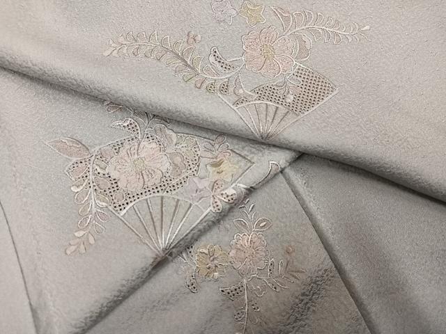 平和屋着物●訪問着　総刺繍　中国三大刺繍　汕頭刺繍　スワトウ刺繍　辻が花　扇面花文　暈し染め　正絹　逸品　AABK9913ph