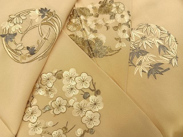 平和屋着物●訪問着　総刺繍　同君子　金糸　正絹　逸品　AABK9914ph
