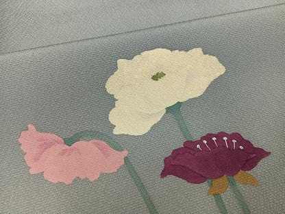 平和屋着物●二代目清次郎　手描き　訪問着　草花文　暈し染め　正絹　逸品　AABK9915ph