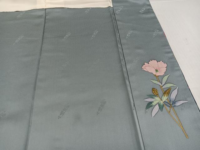 平和屋着物●二代目清次郎　手描き　訪問着　草花文　暈し染め　正絹　逸品　AABK9915ph