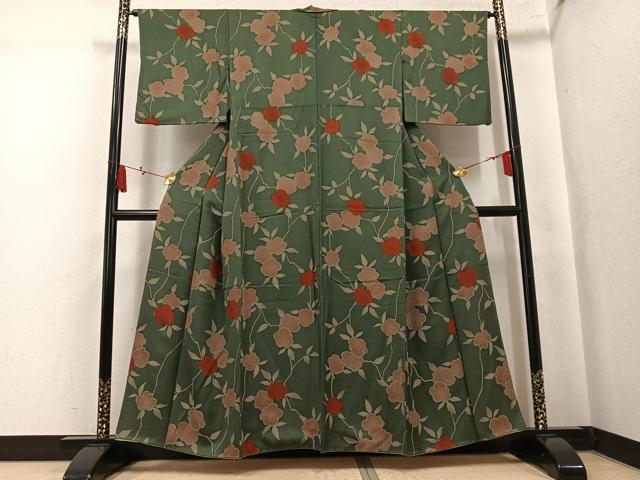 平和屋着物●上質な小紋　地紋起こし　枝梅　正絹　逸品　AABK9917ph