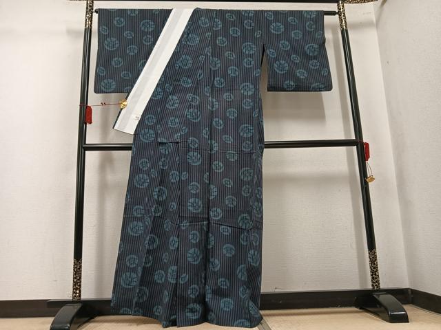 平和屋着物●久留米絣　単衣　舞花文　やまと誂製　綿　逸品　AABK9922ph