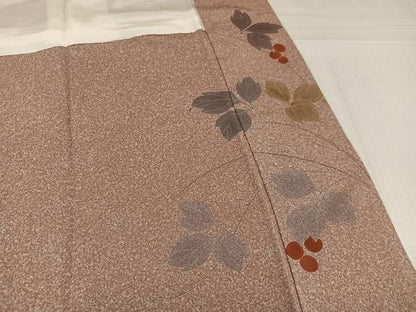 平和屋着物●訪問着　駒刺繍　枝葉文　金彩　正絹　逸品　AABK9924ph