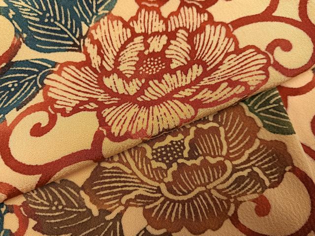平和屋着物●上質な小紋　型染め　花唐草文　正絹　逸品　AABK9925ph