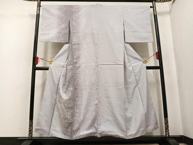 平和屋着物●訪問着　紬地　草花間道　金彩　正絹　逸品　AABK9927ph