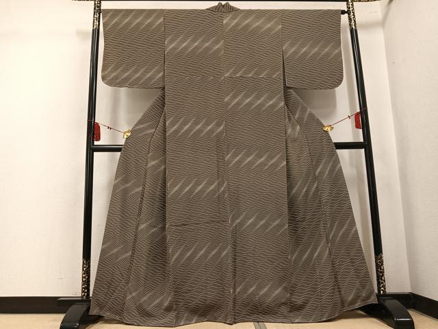 平和屋着物●上質な小紋　波　正絹　逸品　未使用　AABK9928ph