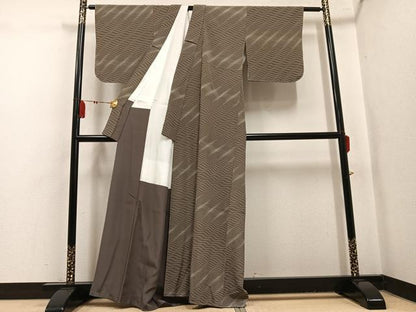 平和屋着物●上質な小紋　波　正絹　逸品　未使用　AABK9928ph