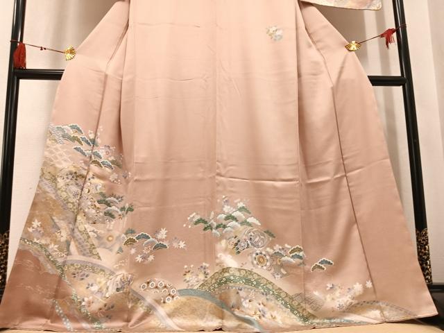 平和屋着物●訪問着　駒刺繍　地紙鴛鴦鳳凰草花文　暈し染め　金銀彩　正絹　逸品　未使用　AABK9930ph