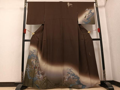 平和屋着物●訪問着　作家物　千尋　片輪車草花文　暈し染め　金彩　鈴乃屋扱い　正絹　逸品　AABK9933ph