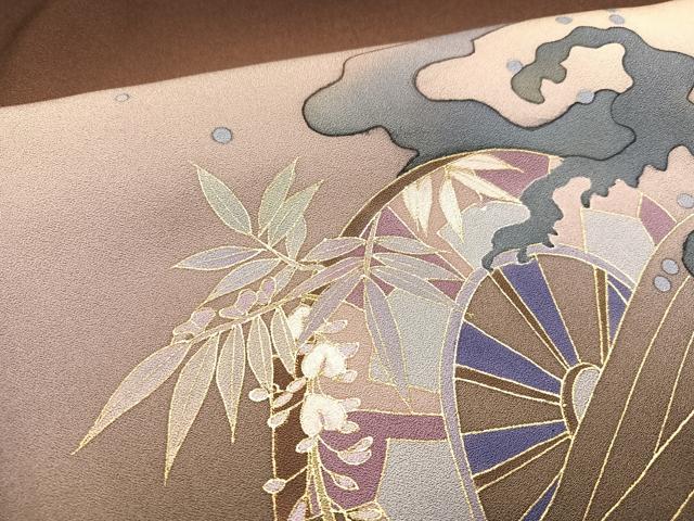 平和屋着物●訪問着　作家物　千尋　片輪車草花文　暈し染め　金彩　鈴乃屋扱い　正絹　逸品　AABK9933ph