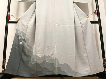 平和屋着物●豪華色留袖　駒刺繍　宝尽くし　正絹　逸品　AABK9934ph