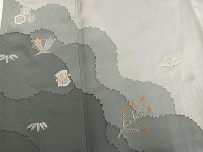 平和屋着物●豪華色留袖　駒刺繍　宝尽くし　正絹　逸品　AABK9934ph