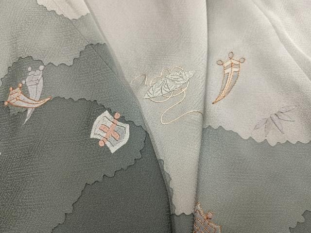 平和屋着物●豪華色留袖　駒刺繍　宝尽くし　正絹　逸品　AABK9934ph