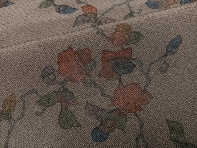 平和屋着物●上質な小紋　ろうけつ染　枝花文　正絹　逸品　AABK9937ph