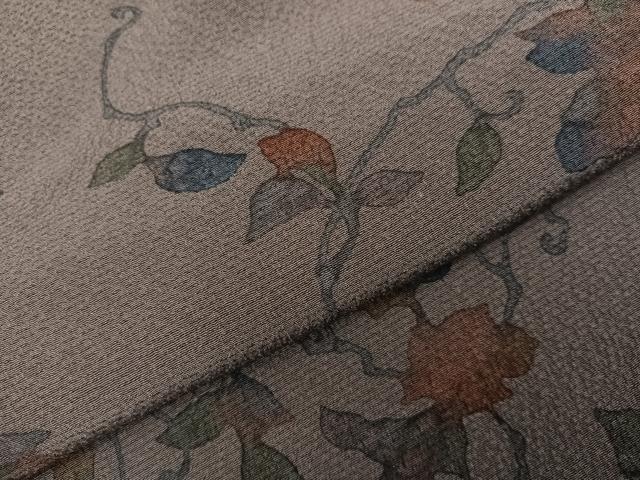 平和屋着物●上質な小紋　ろうけつ染　枝花文　正絹　逸品　AABK9937ph