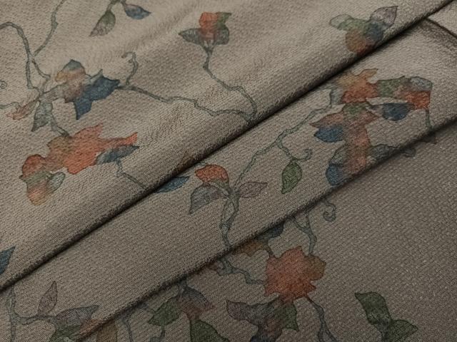 平和屋着物●上質な小紋　ろうけつ染　枝花文　正絹　逸品　AABK9937ph